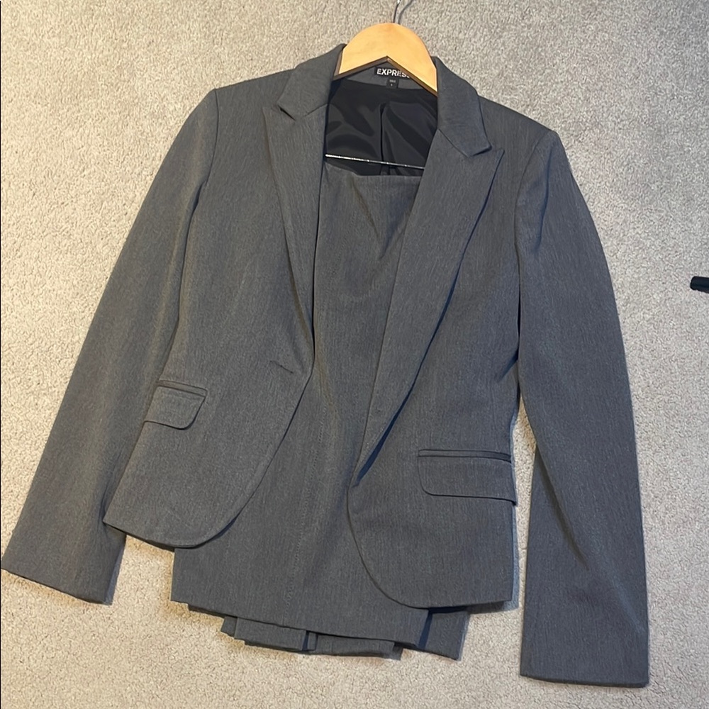 Express Gray Wimens's Suit Blazer with pencil skirt
